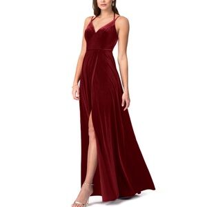 Deep Cabernet Red Velvet Dress Size 14